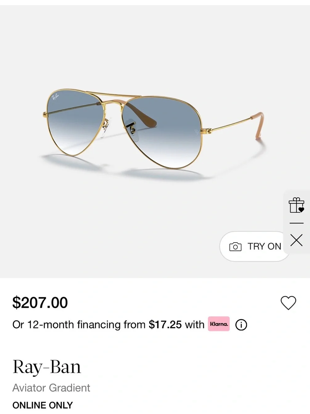Ray-Ban Aviator Large Metal 001/3F Gold Blue Gradient NWT